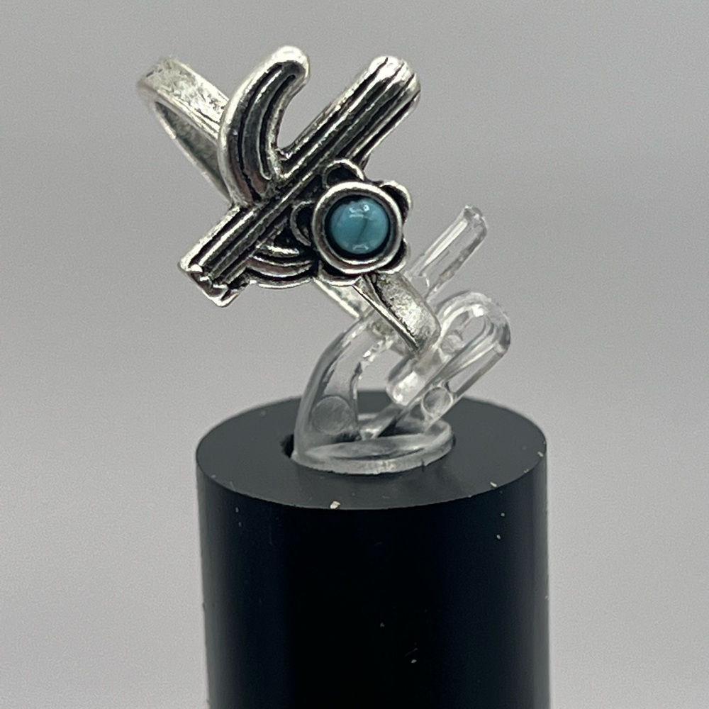 Brand New Silver Cactus Ring with “Sleeping Beauty”Turquoise Stone